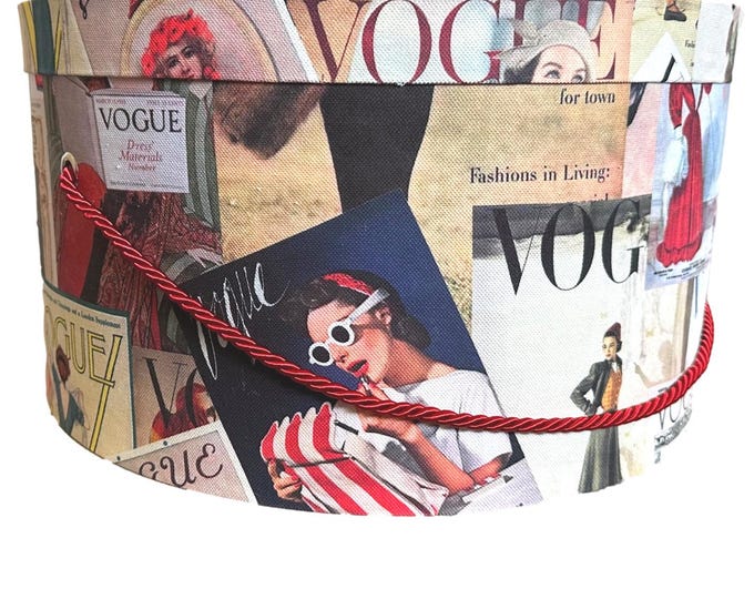 Large 17x9” Hat Box in Vogue Covers Fabric