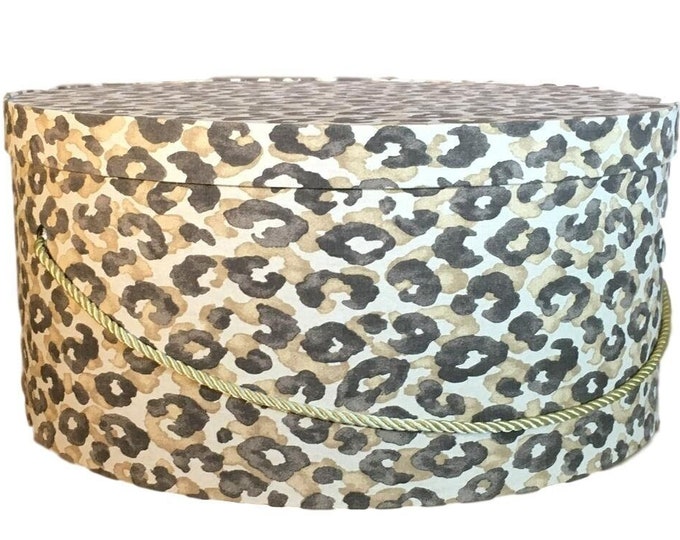 15”x7” Hat Box in Leopard Animal Print Fabric