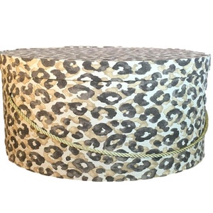 Extra Large 20”X10” Hat Box in Leopard Animal Print Fabric