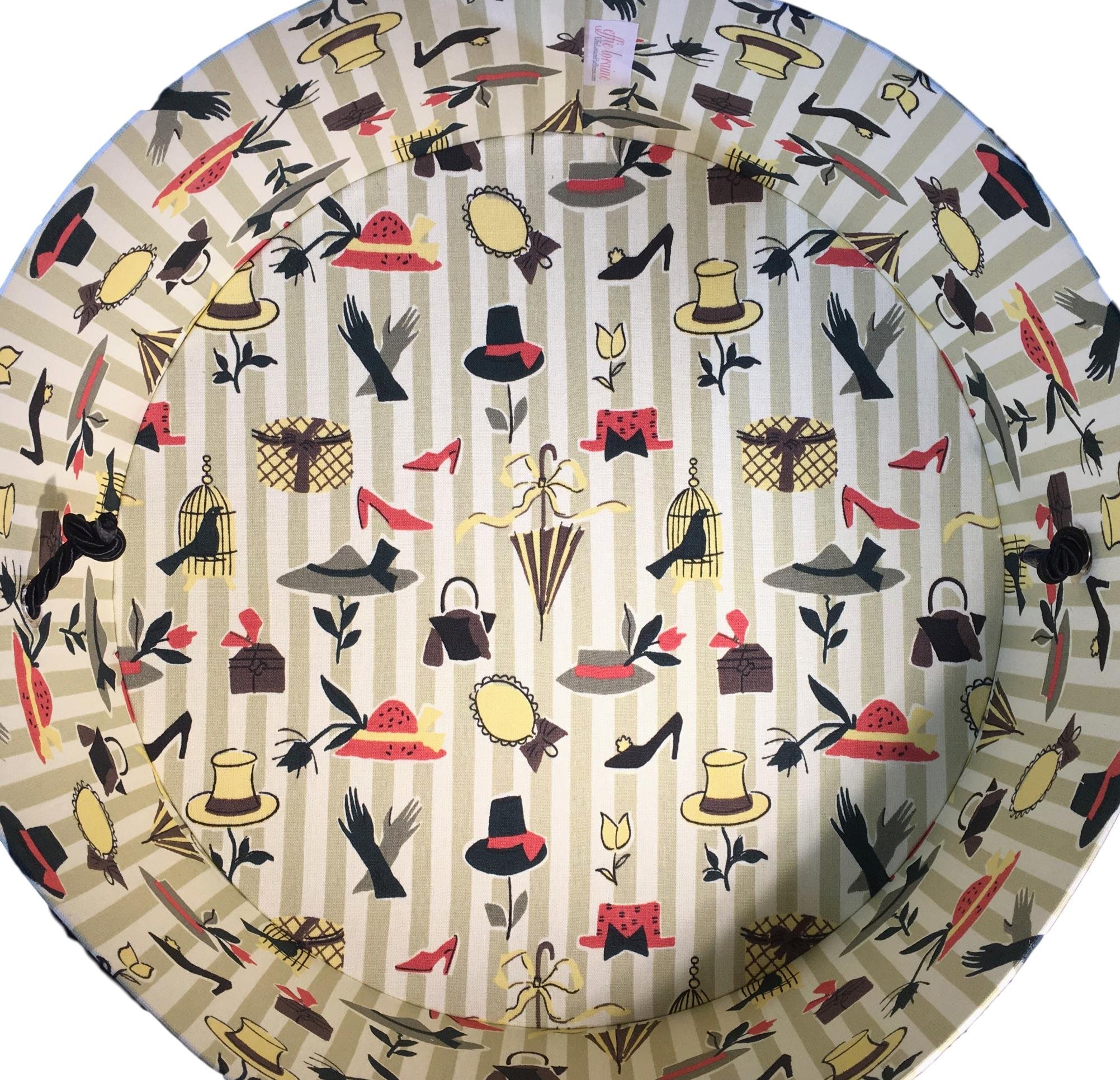 Large 16” Hat Box in Fun Vintage Women’s Accessories Fabric