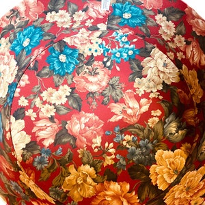 Extra Large 20X9 Hat Box in Red, Blue, Green, Ecru Floral Fabric image 5