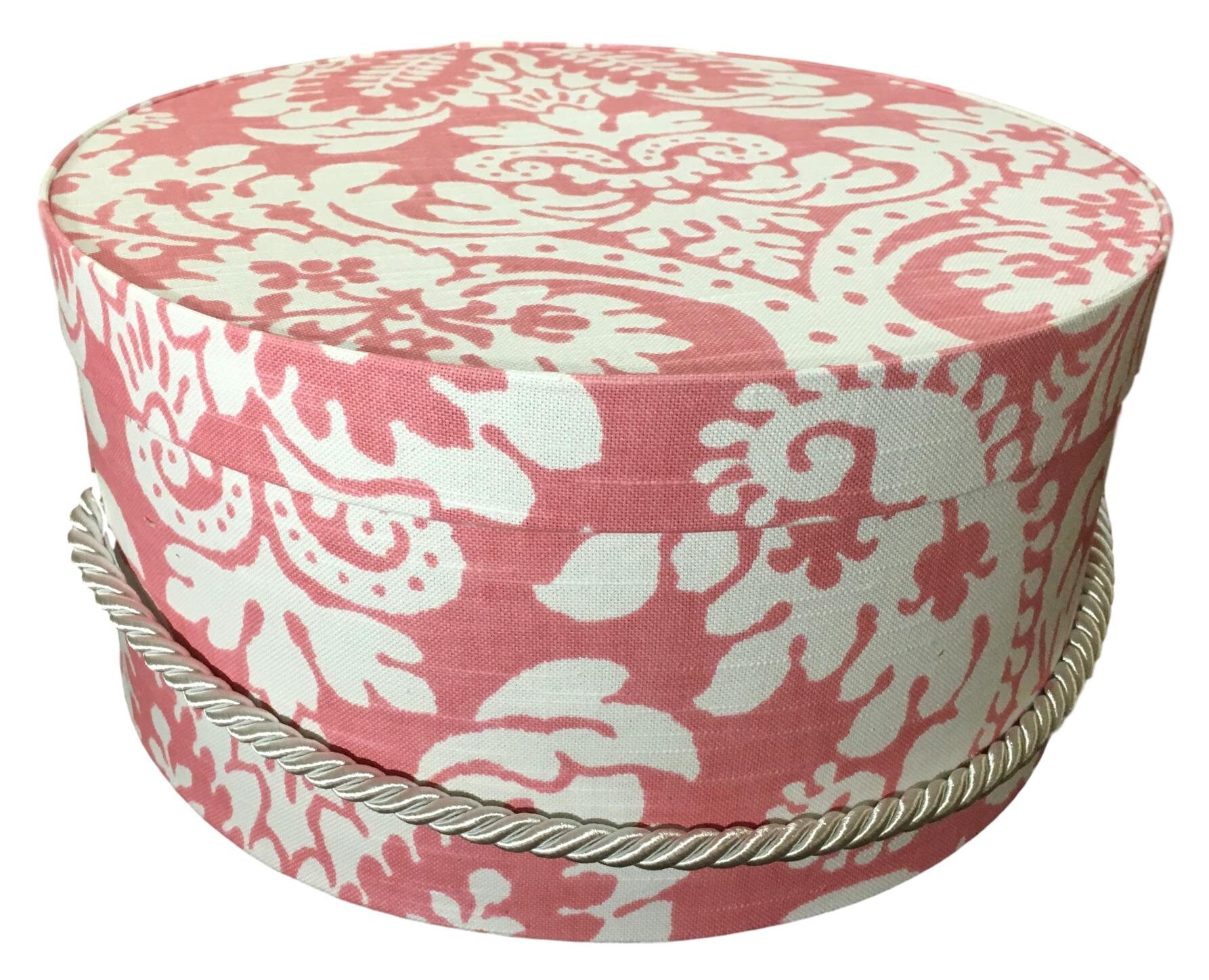 Hat Box Raspberry Floral Large Decorative Fabric Covered Hat