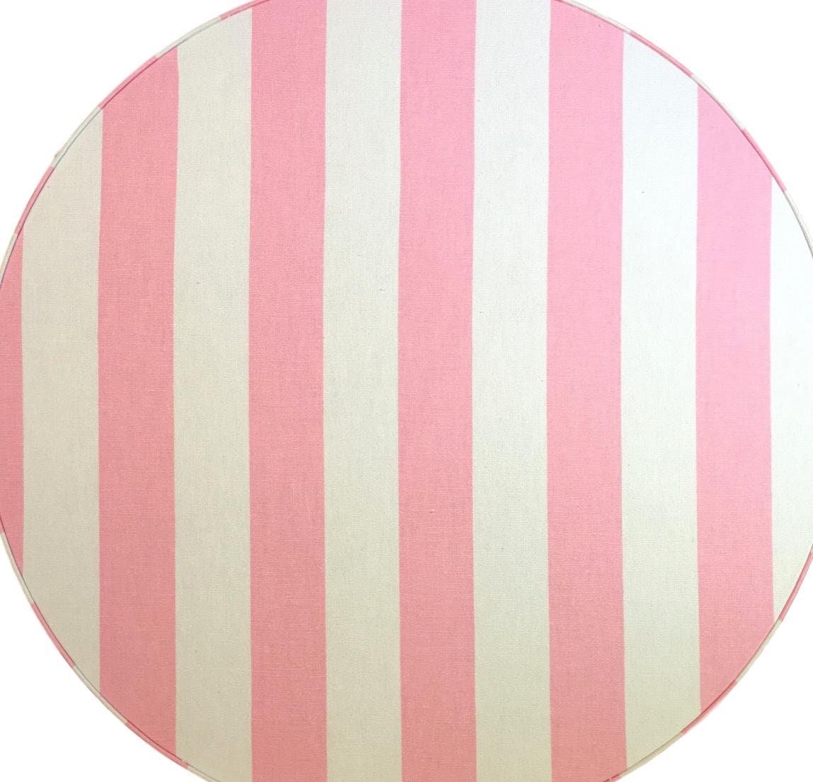 Large 17”x8” Hat Box in Pink and White Stripe Fabric