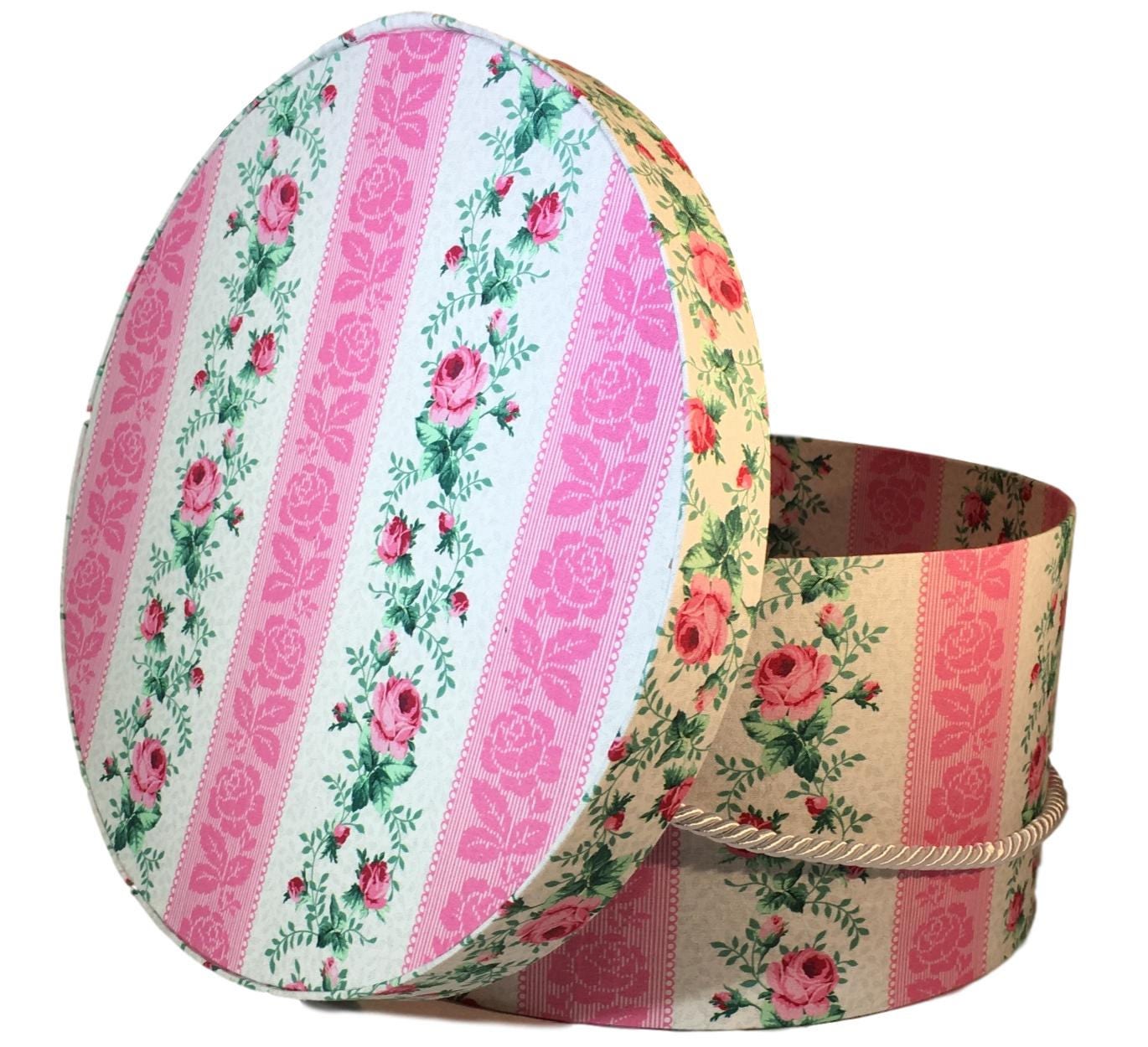 12” Hat Box in Pink and White, Ready to ship! Round Box, French Cottage