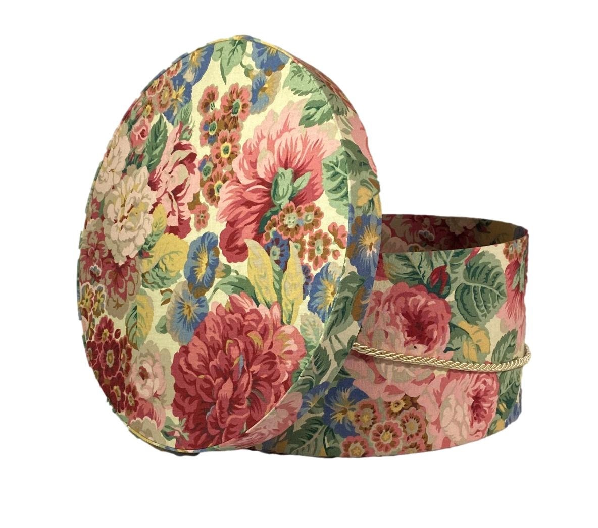 14” Hat Box in Pretty MultiColor Floral Fabric