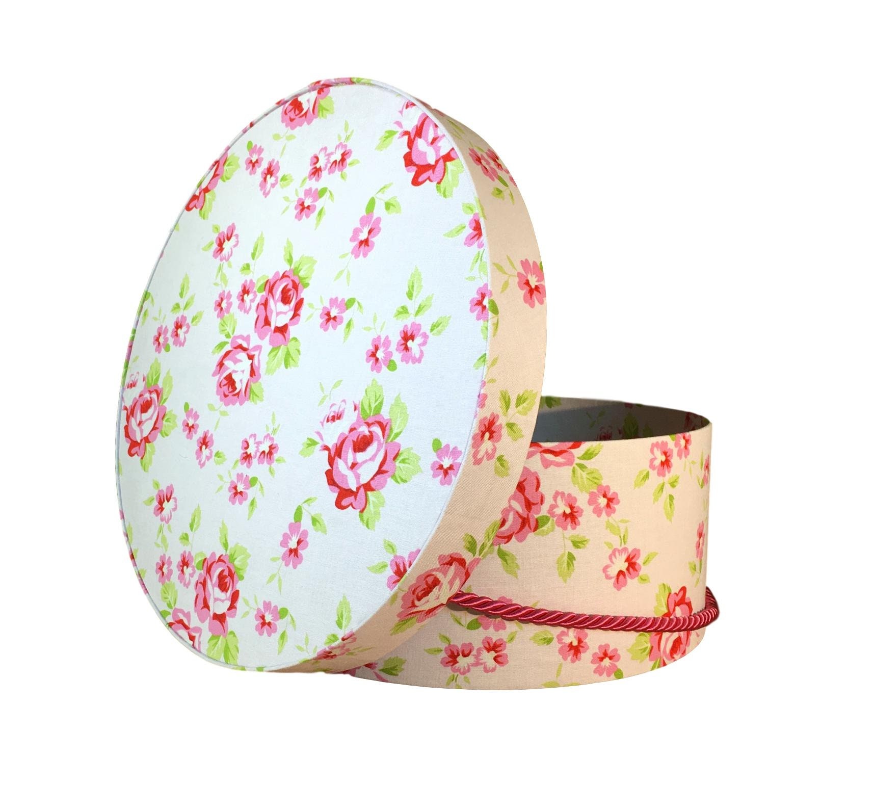 12” Hat Box in Pink Floral Fabric