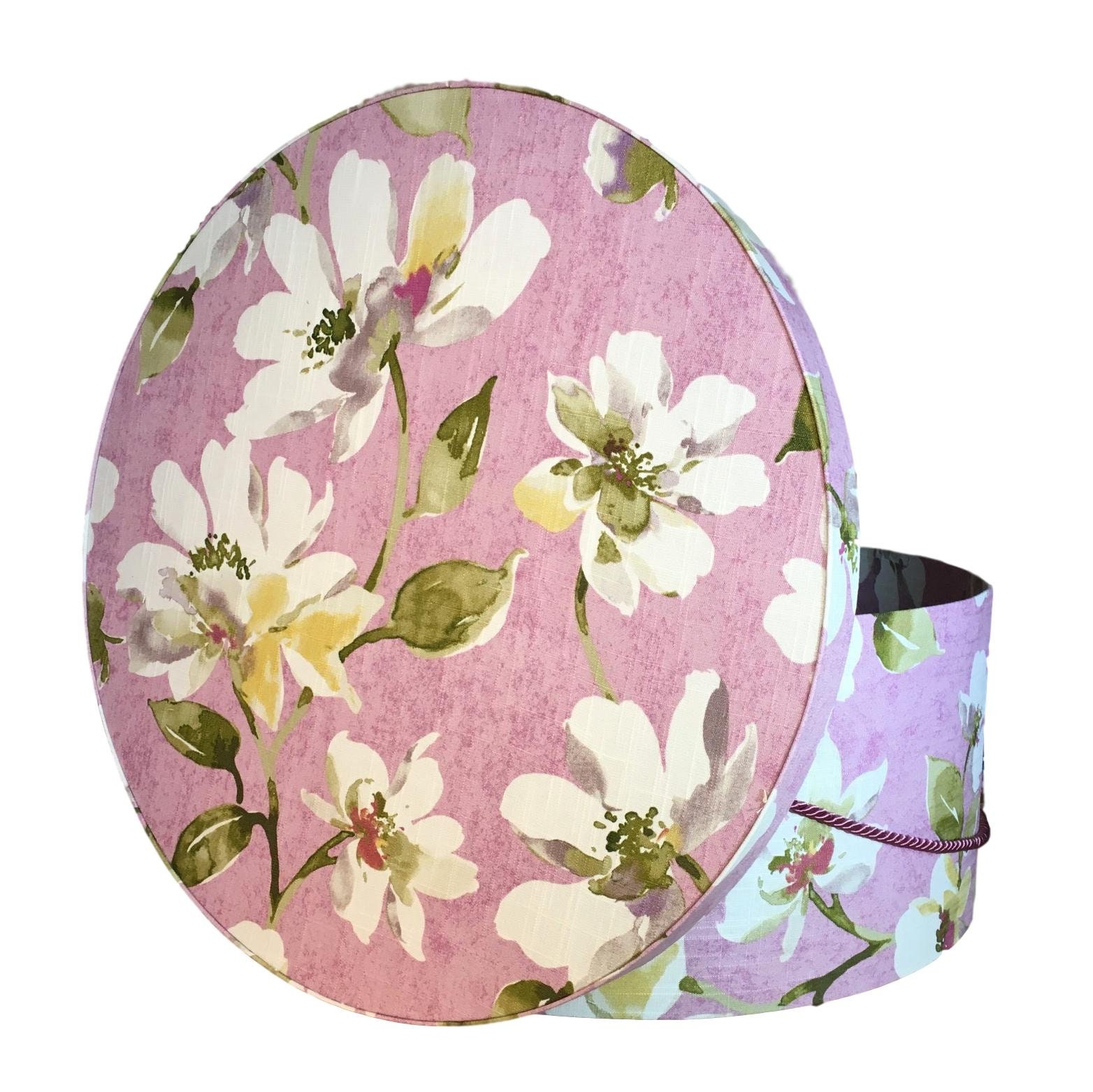 Reserved for Cindy. Extra Large 20” Hat Box in Lavender and Cream