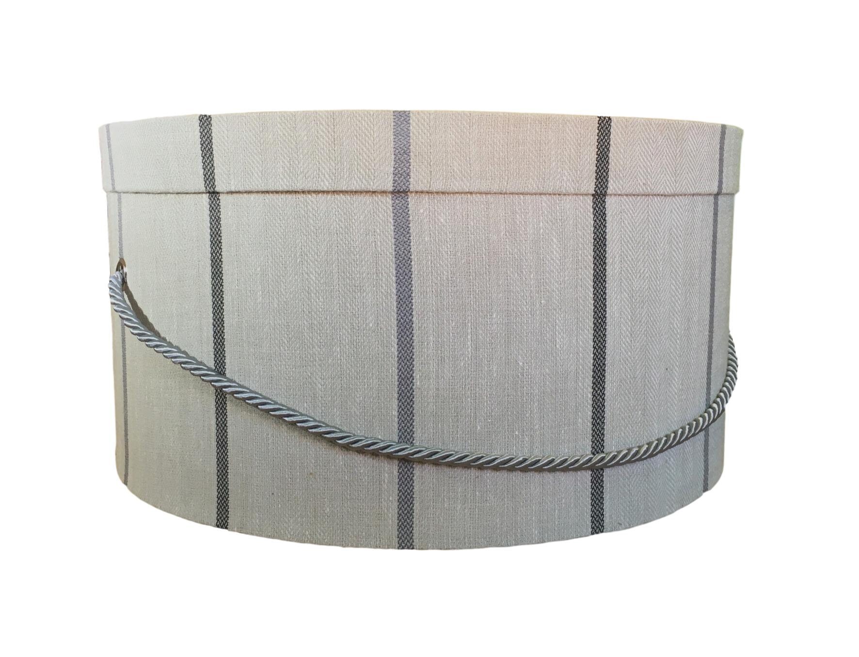 16” Men’s Hat Box in Grey Striped Fabric