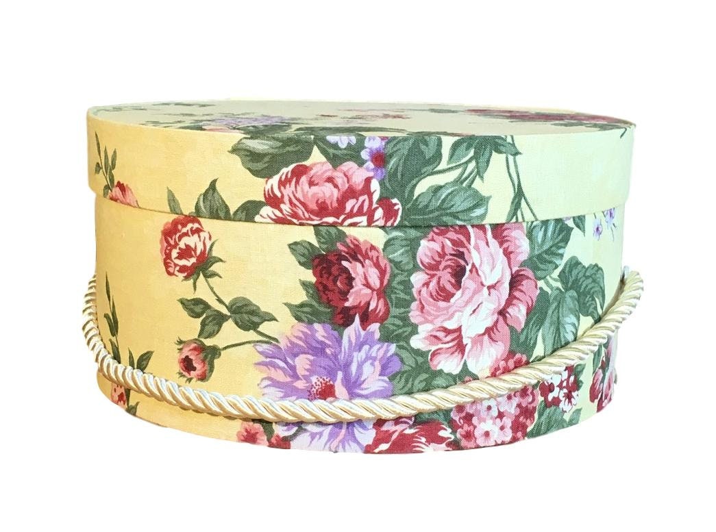 Small 11” Hat Box in Yellow Fabric