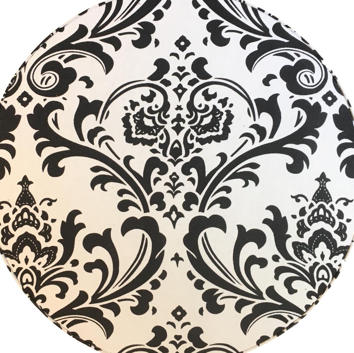 Large 17” Hat Box in Black and White Damask Fabric