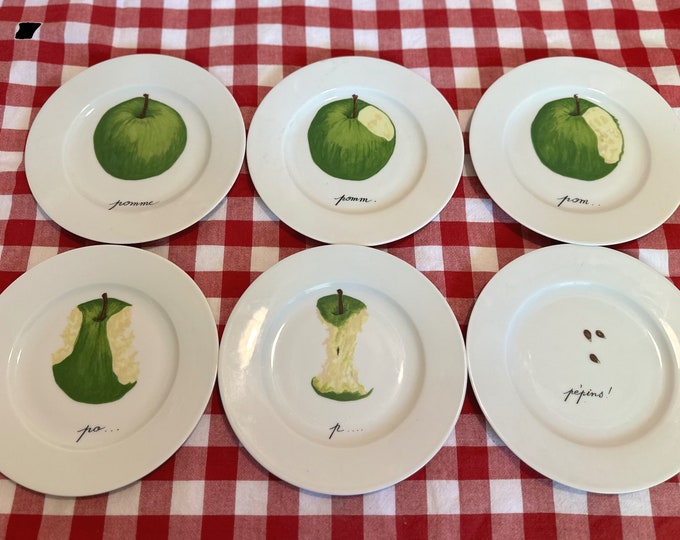 Limoges Dessert Plates Appetizer Plates Porcelaine de Solange French Made in France Porcelain Apple Decor
