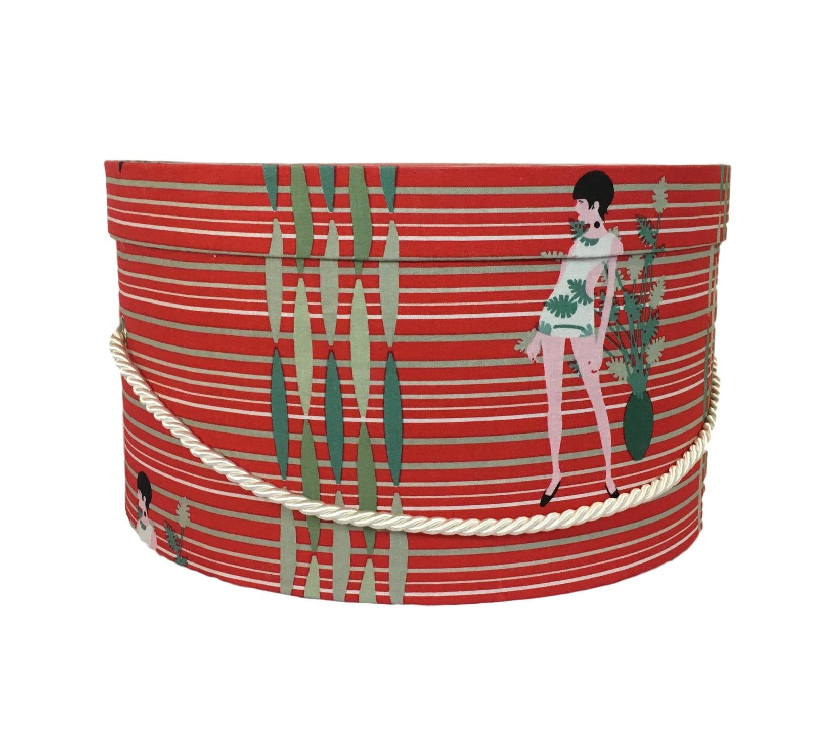 striped hat box