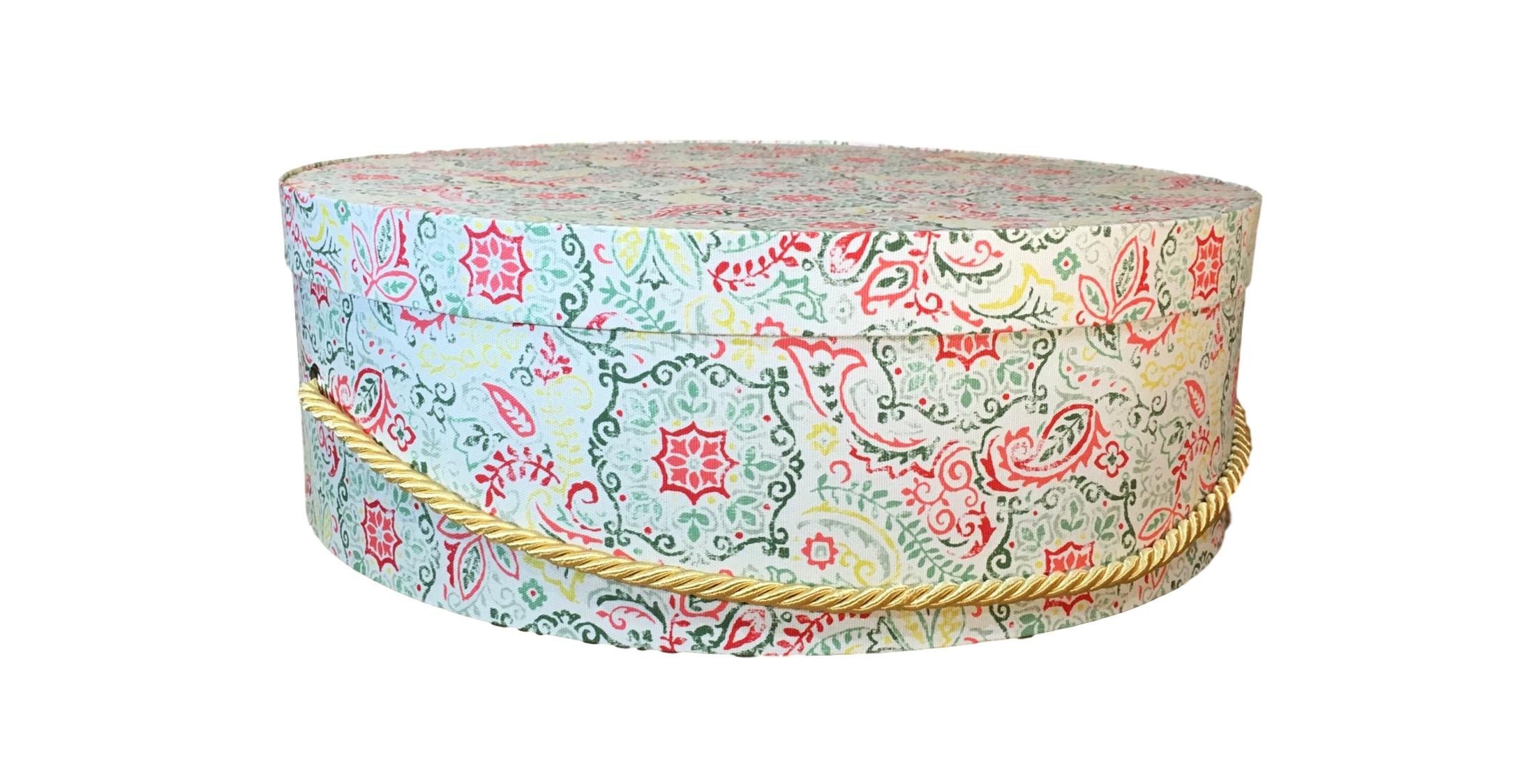 Extra Large 19” Hat Box in Colorful Fabric