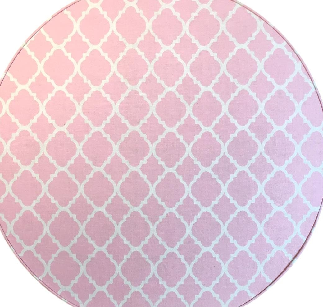 13” Hat Box in Pink and White Fabric