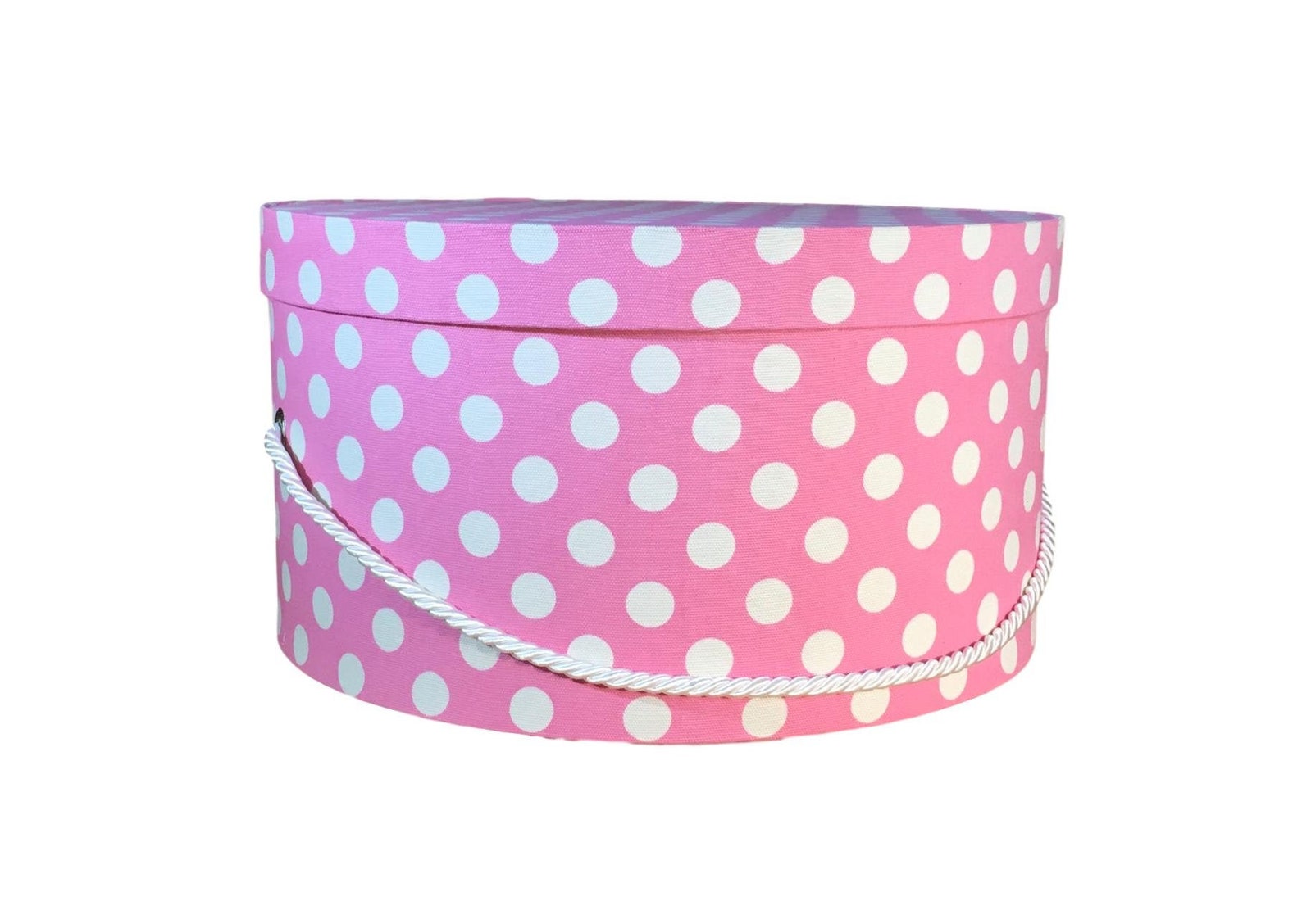 15 Hat Box in Pink and White Polka Dot Fabric Etsy