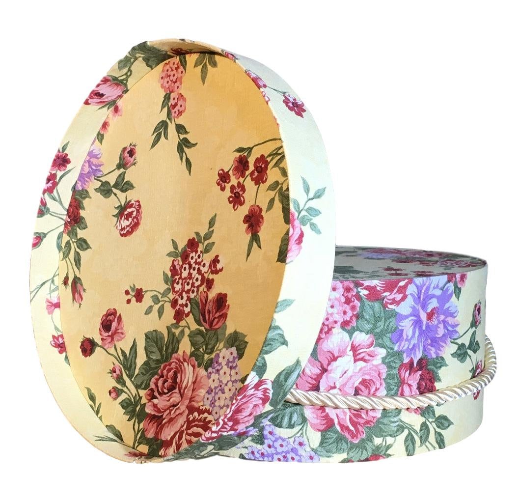 Small 11” Hat Box in Yellow Fabric