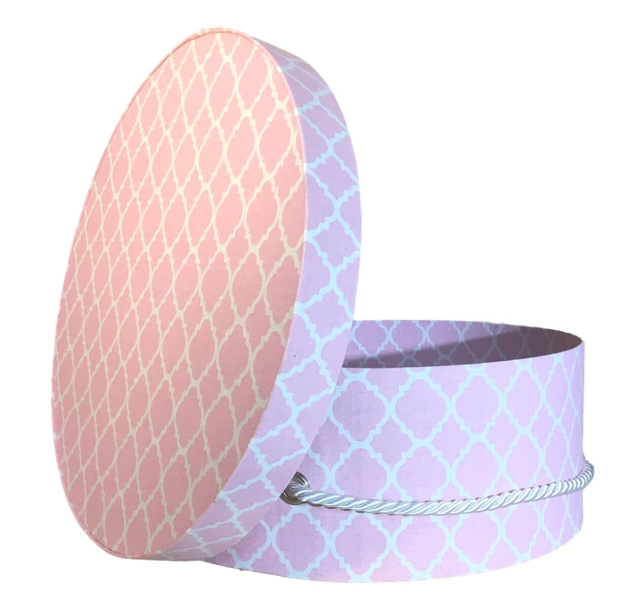 13” Hat Box in Pink and White Fabric