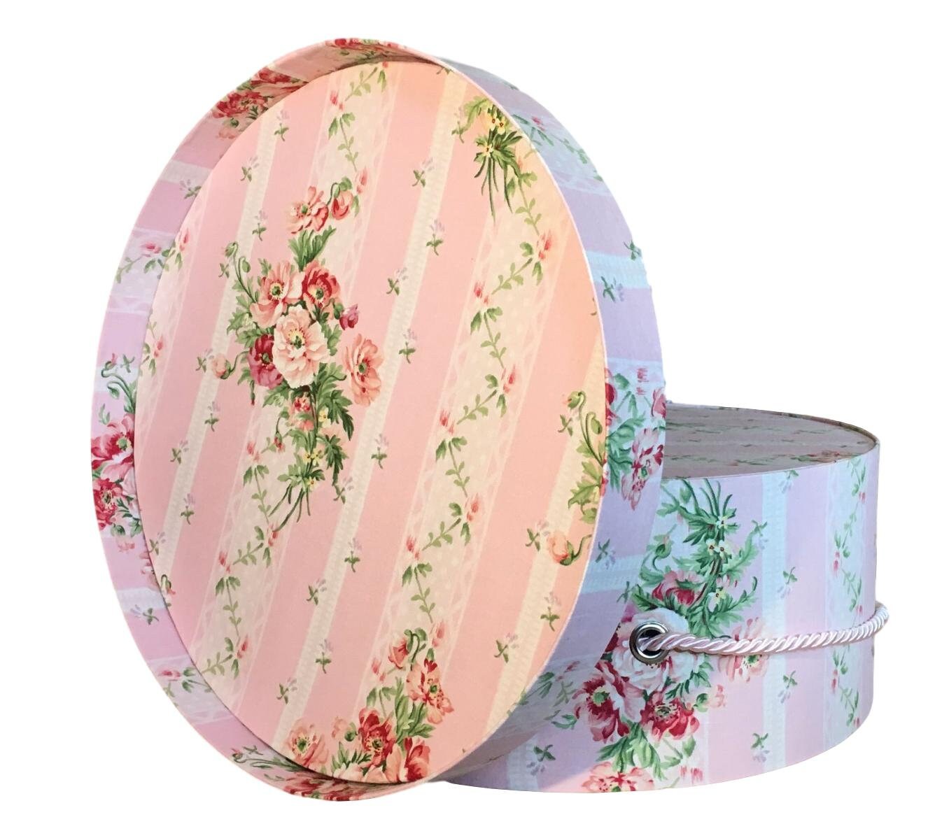 14” Hat Box in Sweet Pink Floral Fabric