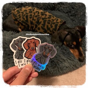 I do what I want dachshund sticker, glossy vinyl decal sticker, water bottle, laptop, notebook, middle finger