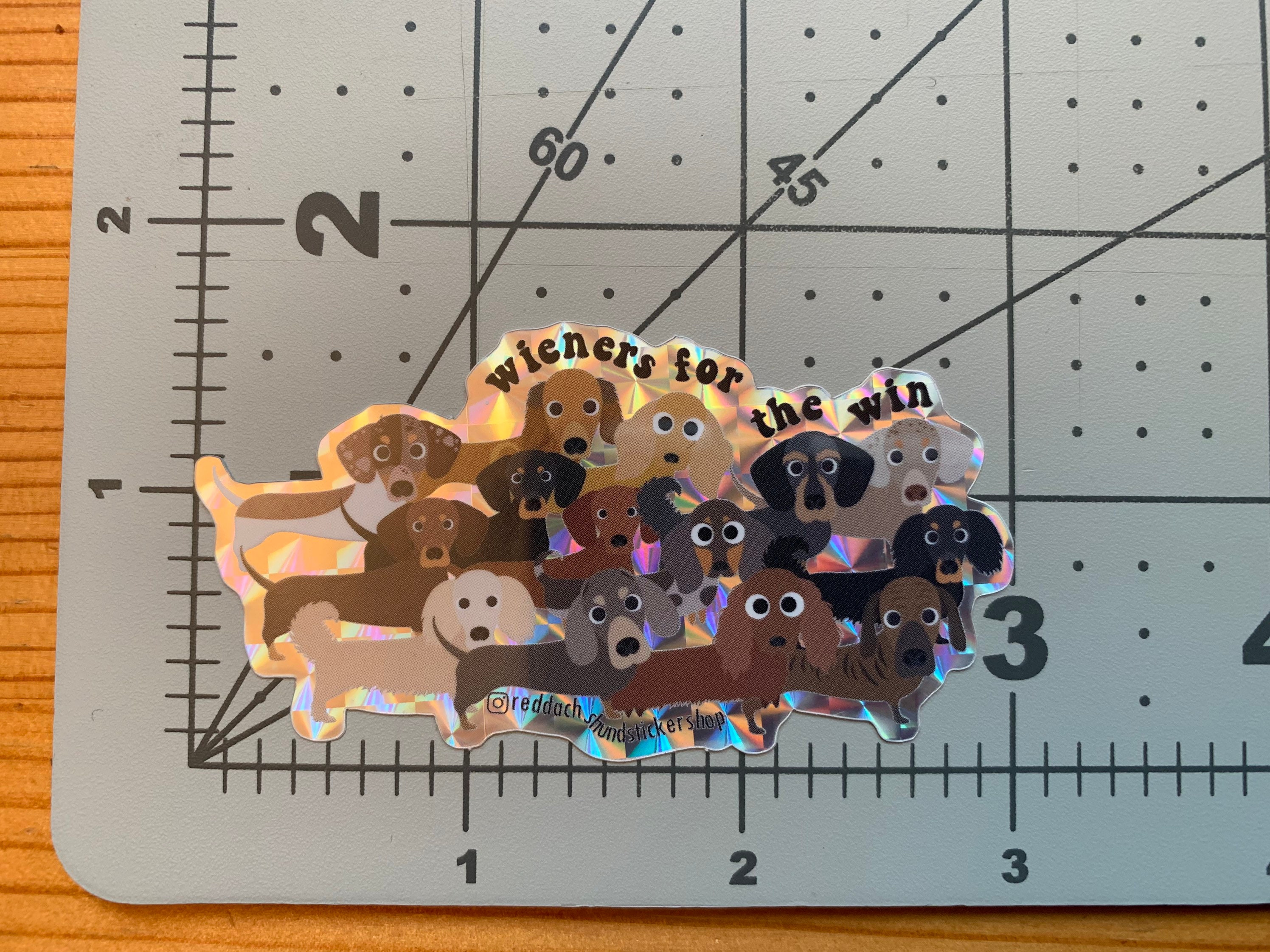 Wieners for the Win Vinyl Sticker, 3” Prismatic Glossy Vinyl Decal ...