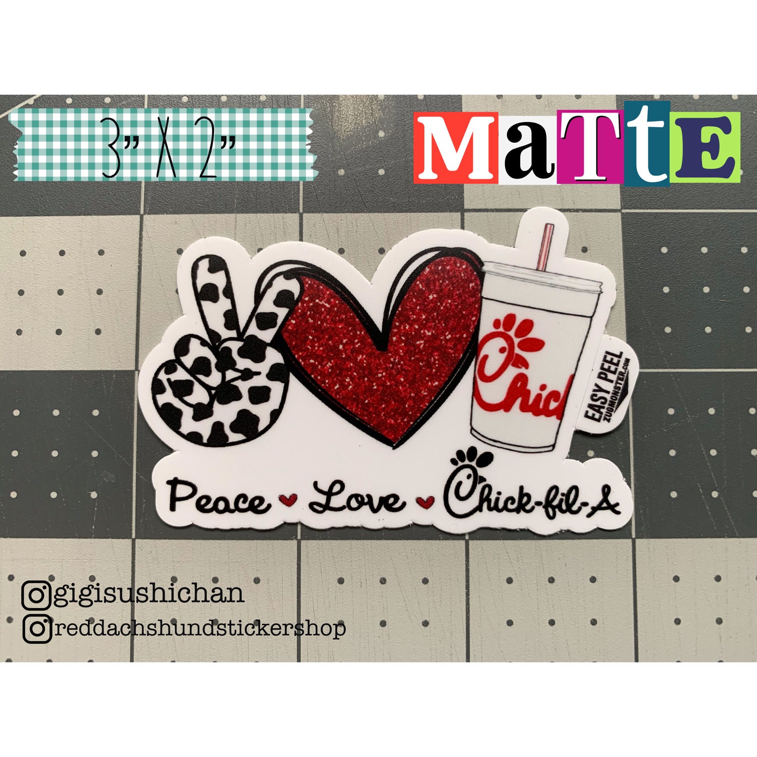 Chick-fil-A sticker 3 matte or holographic vinyl decal | Etsy