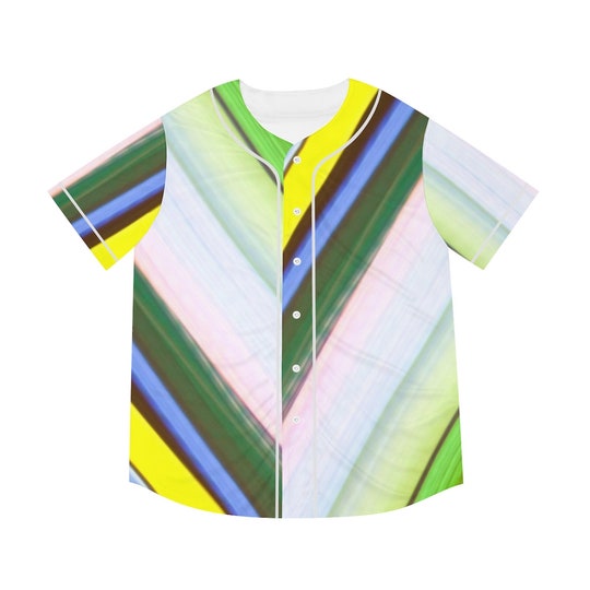 Yellow Pink Green Pastel Stripe Men's Baseball Jersey