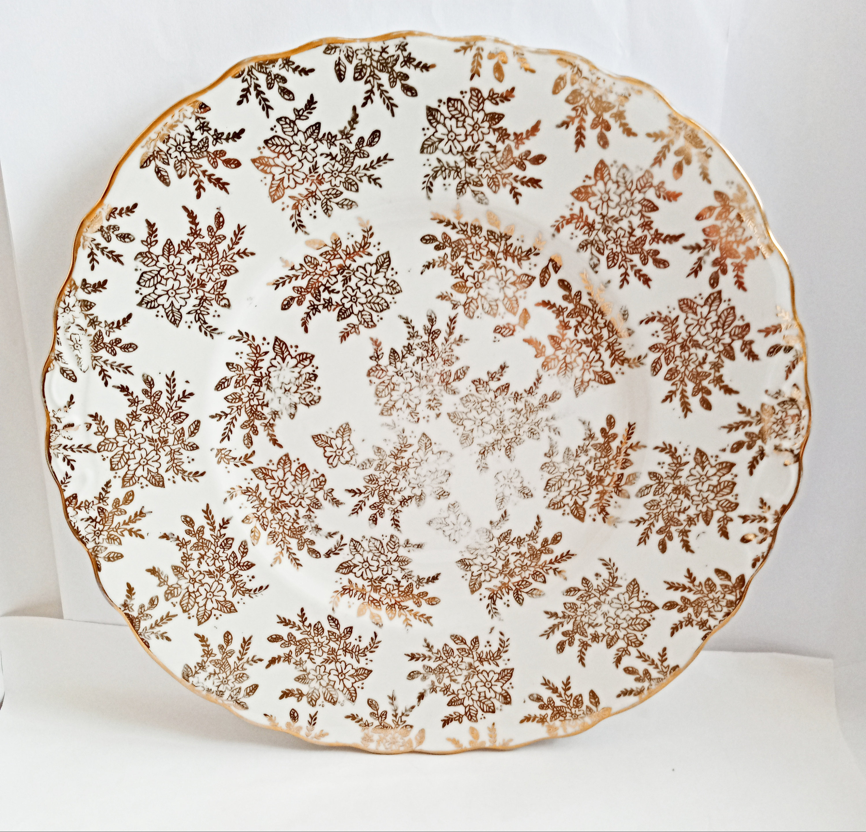 Vintage Royal Vale Gold Chintz Bone China Cake Plate Etsy