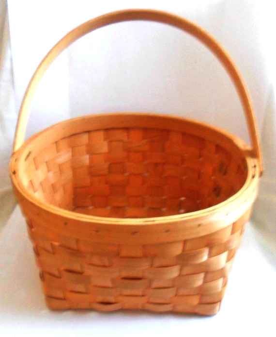 Vintage Primitive Handmade Wooden Basket