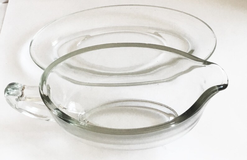 Vintage Pyrex Clear Glass Gravy Boat With Saucer Etsy