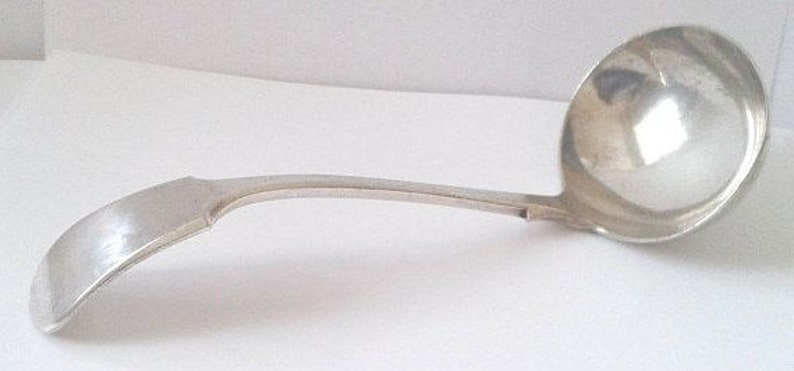 Birmingham England Antique Fine Solid Silver Plate Ladle Serving Spoon
