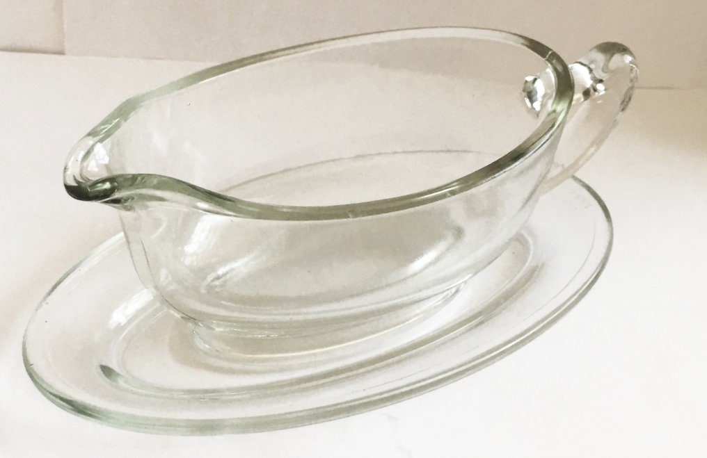 Vintage Pyrex Clear Glass Gravy Boat With Saucer Etsy