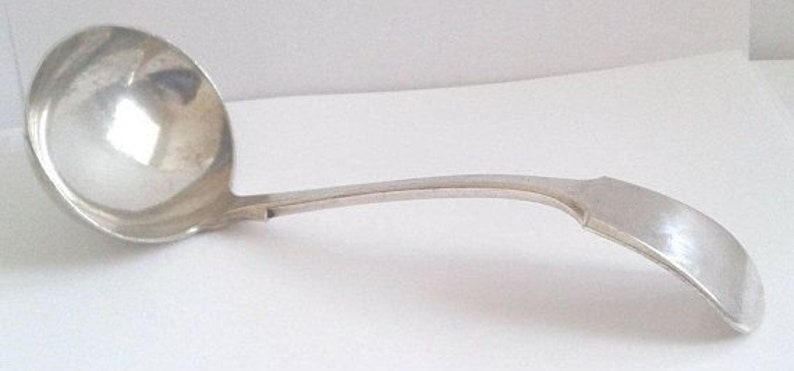 Birmingham England Antique Fine Solid Silver Plate Ladle Serving Spoon