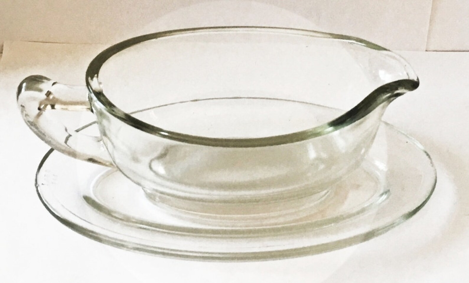 Vintage Pyrex Clear Glass Gravy Boat With Saucer Etsy