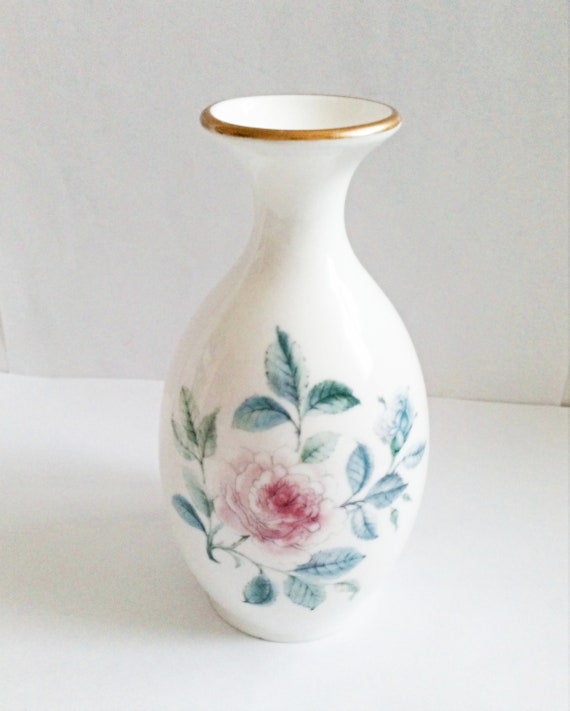 Vintage Wedgwood Vase With Mist Rose Pattern Made In England Etsy