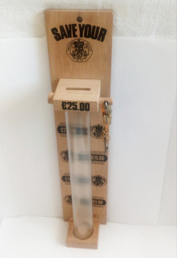 Vintage Wooden Coin Saver Money Bank Tube Piggy Bank Etsy