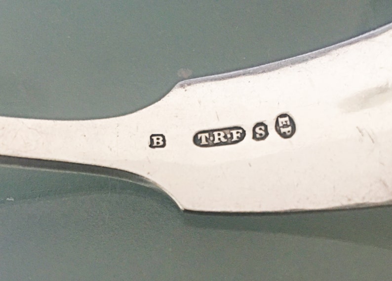 Birmingham England Antique Fine Solid Silver Plate Ladle Serving Spoon