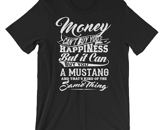 Money and Mustang Unisex Short Sleeve Jersey T-Shirt with Tear Away Label