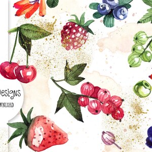 Fruits Clipart, Summer fruits, watercolor clipart, strawberry clipart,fruits