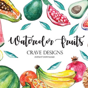 Watercolor Fruits Clip art Fruits Illustrations Food Clip art