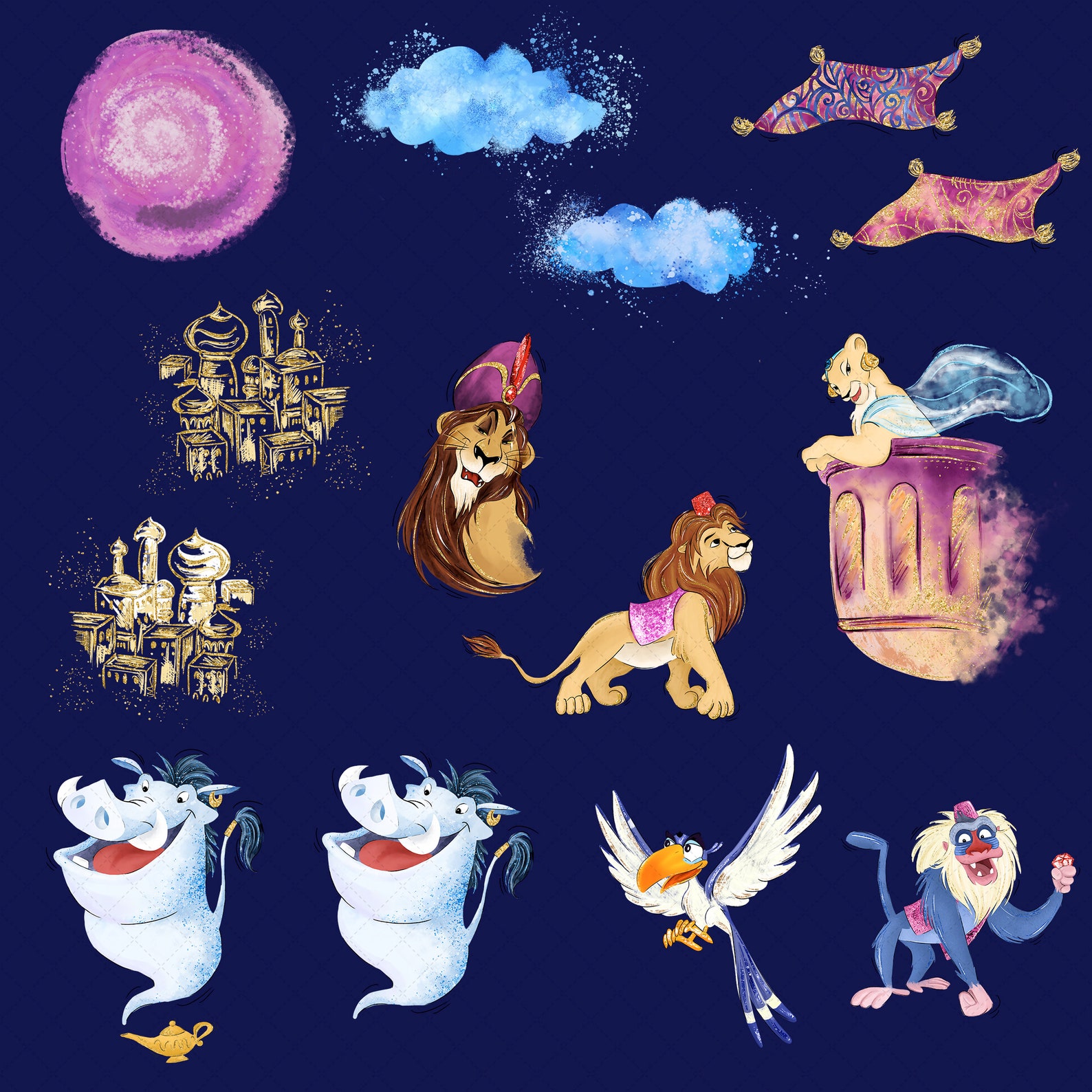 The Magic Lamp Clip Art Aladdin Clip Art Lion King Collection - Etsy