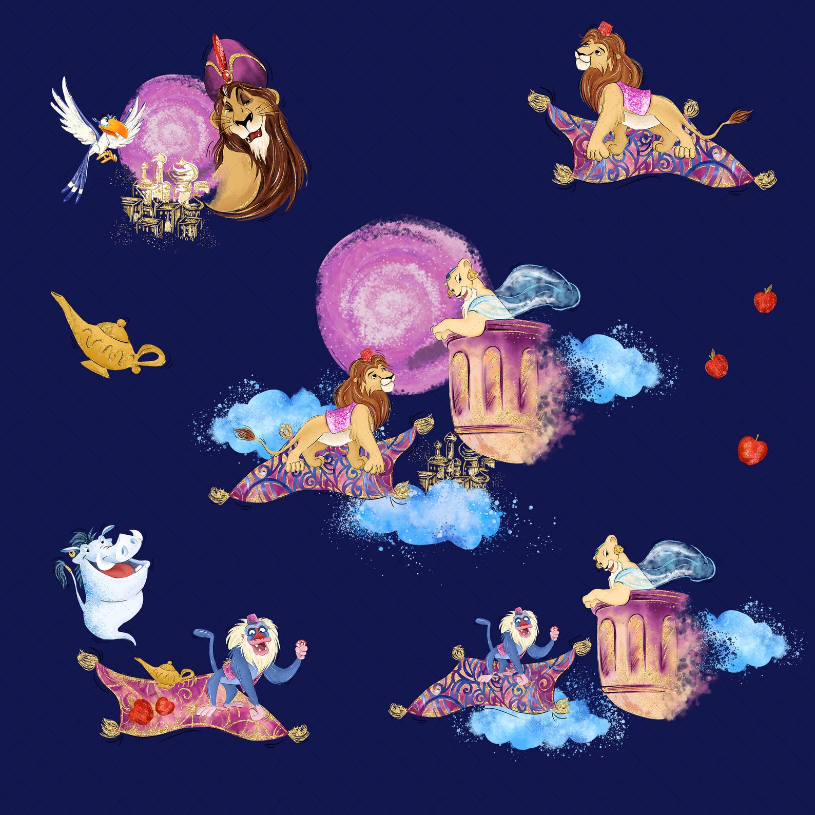 The Magic Lamp Clip Art Aladdin Clip Art Lion King Collection - Etsy