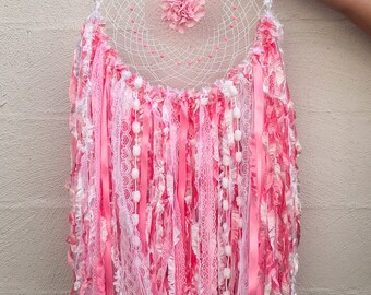 Pink and white girly girl Dreamcatcher