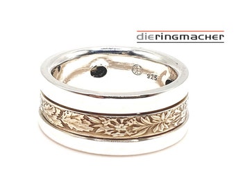 Rotating ring 925 silver with original 1 franc 750 gold plating