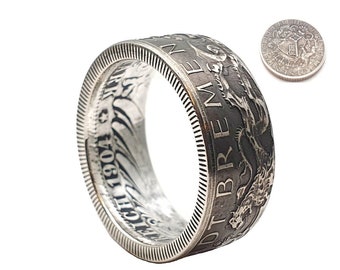 900 coin ring, Hanseatic city of Bremen from 2 marks (1904) / customizable