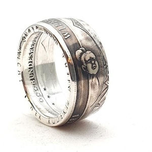 10 Euro silver coin ring with the motif of Max and Moritz - perfect gift for collectors and enthusiasts!