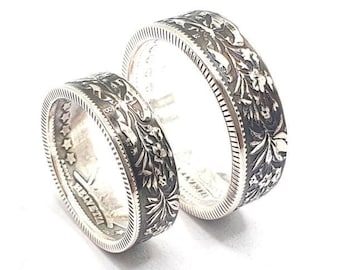 Partner rings made from Swiss franc silver coins