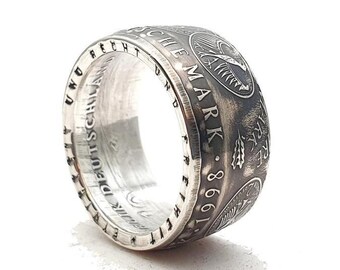 Coin ring 10 Mark 1998 50 years of German Mark silver 925 with engraving