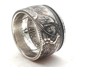 Coin ring made from 1 ounce Isle of Man Reverse Proof Angel