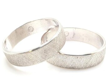 Partner wedding rings 925 silver brushed personalizable