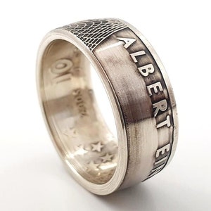 Coin ring made of 10 Euro 2005 Albert Einstein silver customizable